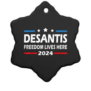 Ron DeSantis Freedom Lives Here Florida 2024 US Flag Ceramic Star Ornament