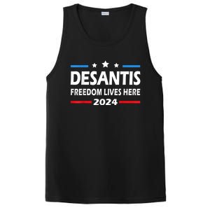 Ron DeSantis Freedom Lives Here Florida 2024 US Flag PosiCharge Competitor Tank