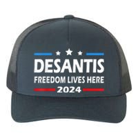 Ron DeSantis Freedom Lives Here Florida 2024 US Flag Yupoong Adult 5-Panel Trucker Hat