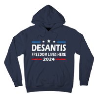 Ron DeSantis Freedom Lives Here Florida 2024 US Flag Hoodie