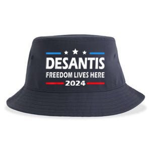 Ron DeSantis Freedom Lives Here Florida 2024 US Flag Sustainable Bucket Hat