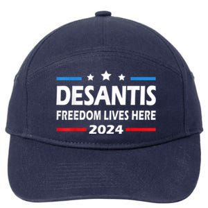 Ron DeSantis Freedom Lives Here Florida 2024 US Flag 7-Panel Snapback Hat