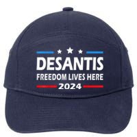 Ron DeSantis Freedom Lives Here Florida 2024 US Flag 7-Panel Snapback Hat