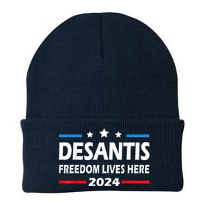 Ron DeSantis Freedom Lives Here Florida 2024 US Flag Knit Cap Winter Beanie