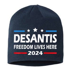 Ron DeSantis Freedom Lives Here Florida 2024 US Flag Sustainable Beanie