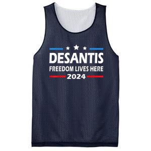 Ron DeSantis Freedom Lives Here Florida 2024 US Flag Mesh Reversible Basketball Jersey Tank