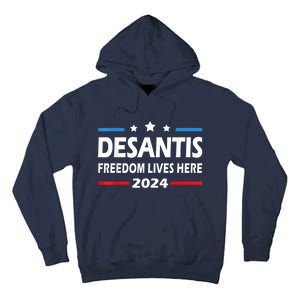 Ron DeSantis Freedom Lives Here Florida 2024 US Flag Tall Hoodie