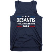 Ron DeSantis Freedom Lives Here Florida 2024 US Flag Tank Top