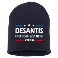 Ron DeSantis Freedom Lives Here Florida 2024 US Flag Short Acrylic Beanie