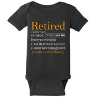 Retired Definition Funny Dad Retirement Party Baby Bodysuit