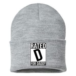 Rated D For Daddy Funny Gift For Dad Sustainable Knit Beanie