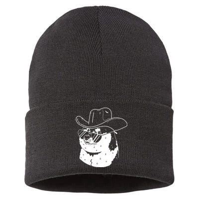 Rodeo Doge Funny Dogecoin Sustainable Knit Beanie