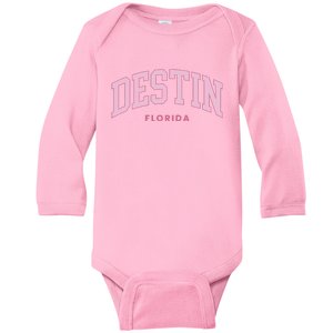 Retro Destin Florida Preppy Throwback Design Baby Long Sleeve Bodysuit