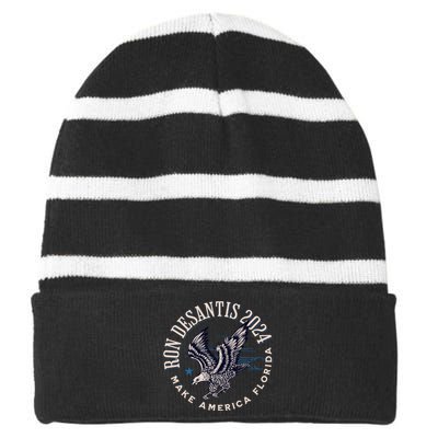 Ron Desantis For President 2024 Make America Florida Striped Beanie with Solid Band