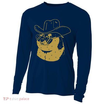 Rodeo Doge Funny Dogecoin Cooling Performance Long Sleeve Crew