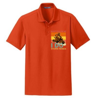 Retro Don't Follow Me I Do Stupid Things ATV Quad Biker Dry Zone Grid Polo