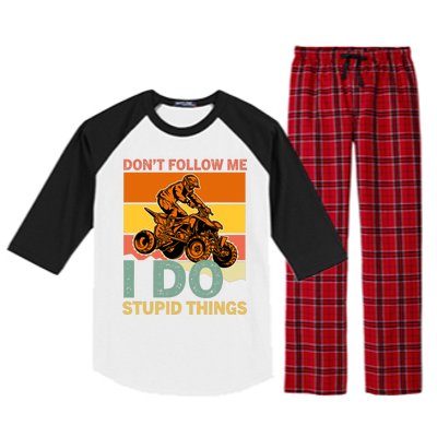 Retro Don't Follow Me I Do Stupid Things ATV Quad Biker Raglan Sleeve Pajama Set