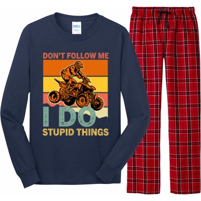 Retro Don't Follow Me I Do Stupid Things ATV Quad Biker Long Sleeve Pajama Set