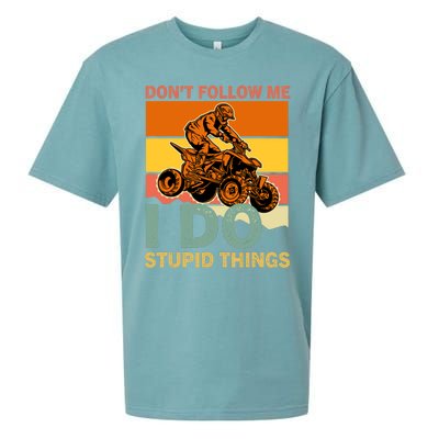 Retro Don't Follow Me I Do Stupid Things ATV Quad Biker Sueded Cloud Jersey T-Shirt