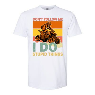 Retro Don't Follow Me I Do Stupid Things ATV Quad Biker Softstyle CVC T-Shirt