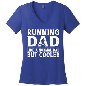 Running Dad Funny Marathon Runner FatherS Day Gift Women's V-Neck T-Shirt