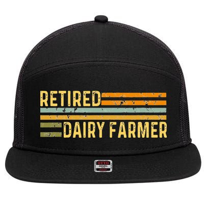 Retired Dairy Farmer Distressed Retirement Retire Cow Cattle 7 Panel Mesh Trucker Snapback Hat