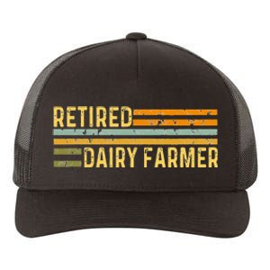 Retired Dairy Farmer Distressed Retirement Retire Cow Cattle Yupoong Adult 5-Panel Trucker Hat