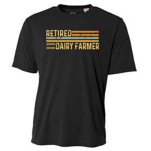 Retired Dairy Farmer Distressed Retirement Retire Cow Cattle Cooling Performance Crew T-Shirt