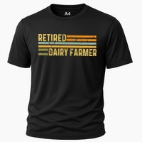 Retired Dairy Farmer Distressed Retirement Retire Cow Cattle Performance Shirt
