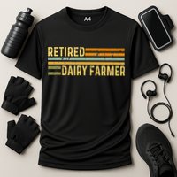Retired Dairy Farmer Distressed Retirement Retire Cow Cattle Performance Shirt
