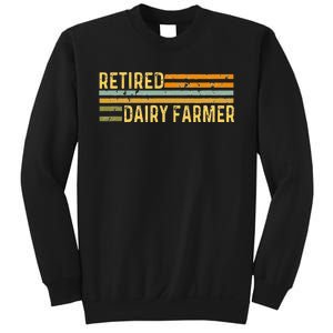 Retired Dairy Farmer Distressed Retirement Retire Cow Cattle Sweatshirt