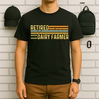 Retired Dairy Farmer Distressed Retirement Retire Cow Cattle T-Shirt