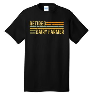 Retired Dairy Farmer Distressed Retirement Retire Cow Cattle Tall T-Shirt