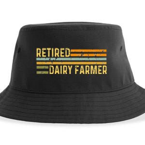 Retired Dairy Farmer Distressed Retirement Retire Cow Cattle Sustainable Bucket Hat