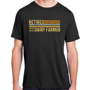 Retired Dairy Farmer Distressed Retirement Retire Cow Cattle Adult ChromaSoft Performance T-Shirt