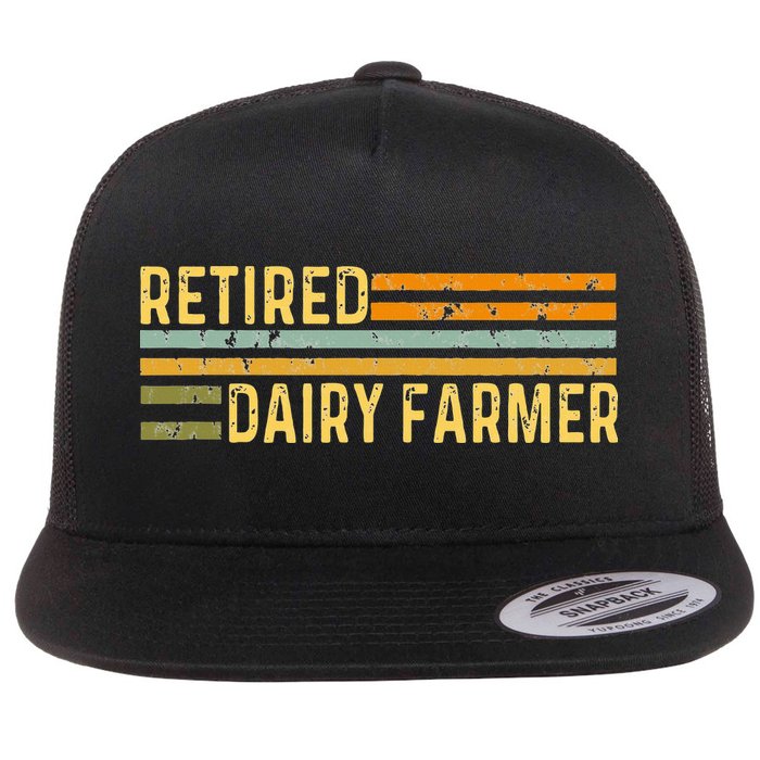 Retired Dairy Farmer Distressed Retirement Retire Cow Cattle Flatbill Hat