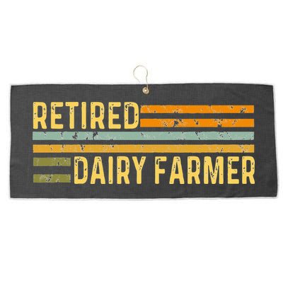 Retired Dairy Farmer Distressed Retirement Retire Cow Cattle Large Microfiber Waffle Golf Towel