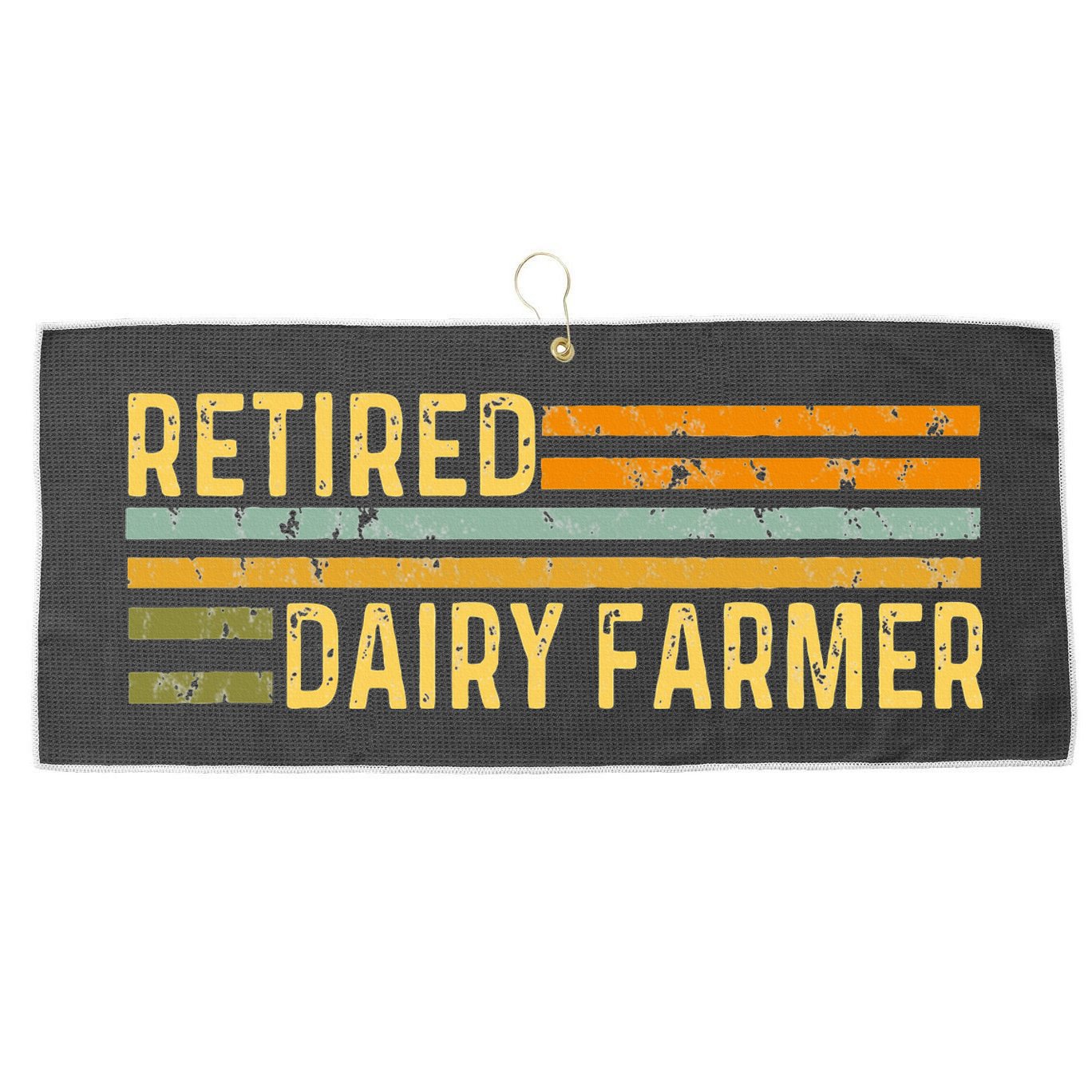 Retired Dairy Farmer Distressed Retirement Retire Cow Cattle Large Microfiber Waffle Golf Towel