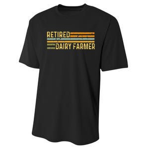 Retired Dairy Farmer Distressed Retirement Retire Cow Cattle Performance Sprint T-Shirt