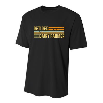 Retired Dairy Farmer Distressed Retirement Retire Cow Cattle Youth Performance Sprint T-Shirt