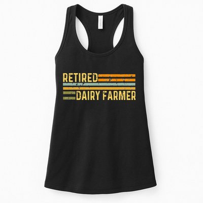 Retired Dairy Farmer Distressed Retirement Retire Cow Cattle Womens Tank Top