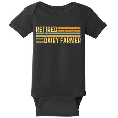 Retired Dairy Farmer Distressed Retirement Retire Cow Cattle Baby Bodysuit