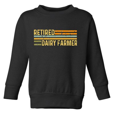 Retired Dairy Farmer Distressed Retirement Retire Cow Cattle Toddler Sweatshirt
