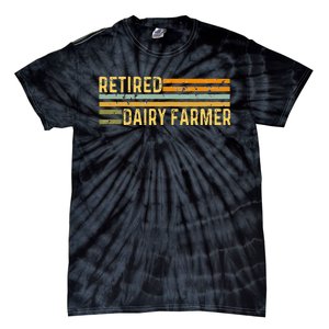 Retired Dairy Farmer Distressed Retirement Retire Cow Cattle Tie-Dye T-Shirt