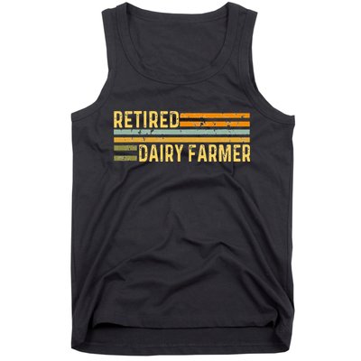 Retired Dairy Farmer Distressed Retirement Retire Cow Cattle Tank Top