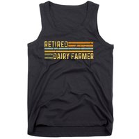 Retired Dairy Farmer Distressed Retirement Retire Cow Cattle Tank Top