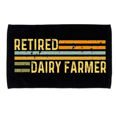 Retired Dairy Farmer Distressed Retirement Retire Cow Cattle Microfiber Hand Towel