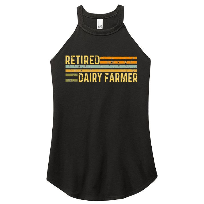 Retired Dairy Farmer Distressed Retirement Retire Cow Cattle Women's Perfect Tri Rocker Tank