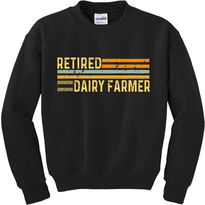 Retired Dairy Farmer Distressed Retirement Retire Cow Cattle Kids Sweatshirt
