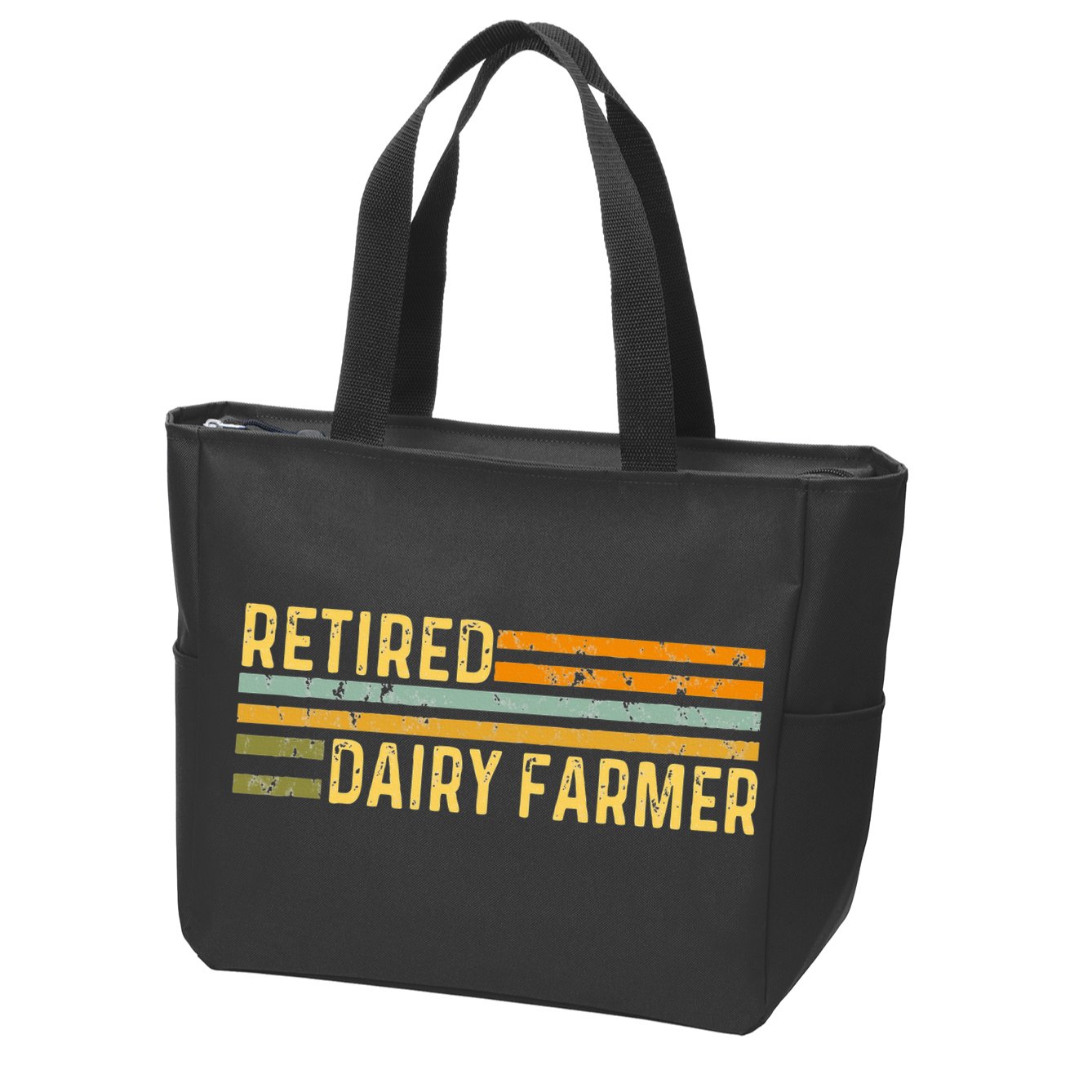 Retired Dairy Farmer Distressed Retirement Retire Cow Cattle Zip Tote Bag